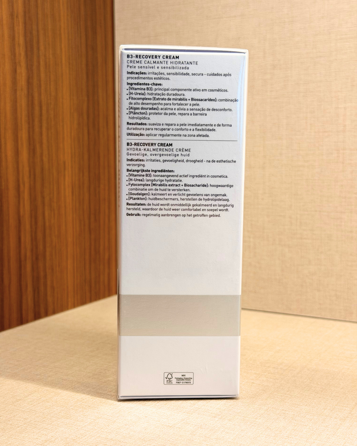 FILLMED B3-Recovery Cream 50 ml – krema za obnovo kože po posegih – zadnja stran škatle z besedilom | Dr. Fabjan Cosmetics Slovenija – spletna trgovina kozmetike, za katero stoji največja poliklinika v Sloveniji, Estetika Fabjan